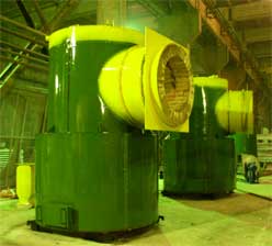 Газогенератор Ne=630 кВТ для совместной работы с теплообменником топочный газ-воздух для сушки опилок в сушильной камере не барабанного типа.