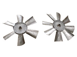 Крыльчатки осевых реверсивных 6 и 8 лопастных вентиляторов с литыми алюминиевыми лопатками.